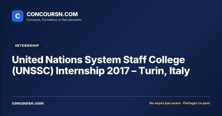 Illustration de l’article : United Nations System Staff College (UNSSC) Internship 2017 – Turin, Italy