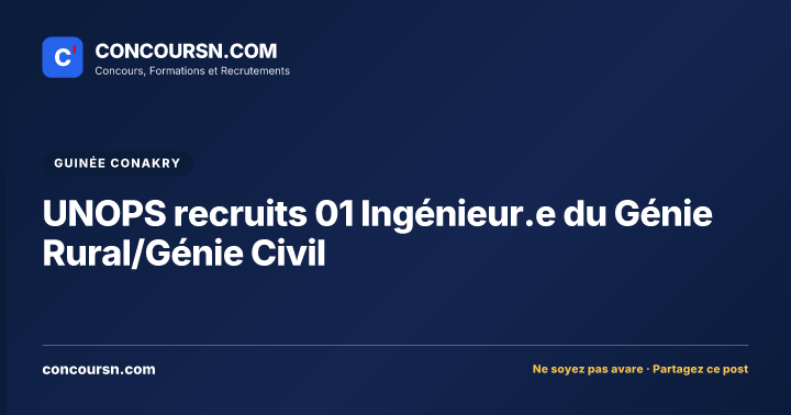Illustration de l’article : UNOPS recruits 01 Ingénieur.e du Génie Rural/Génie Civil