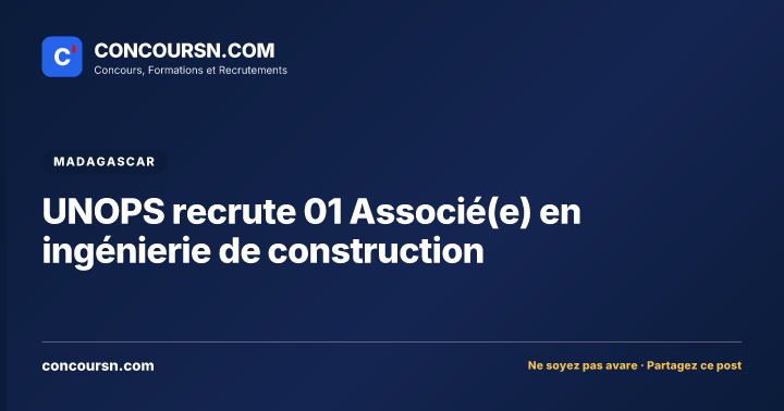 Illustration de l’article : UNOPS recrute 01 Associé(e) en ingénierie de construction
