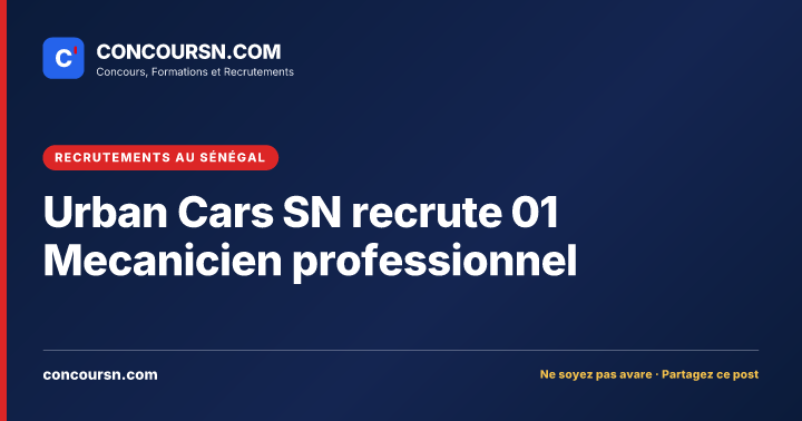 Illustration de l’article : Urban Cars SN recrute 01 Mecanicien professionnel