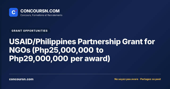 Illustration de l’article : USAID/Philippines Partnership Grant for NGOs (Php25,000,000 to Php29,000,000 per award)