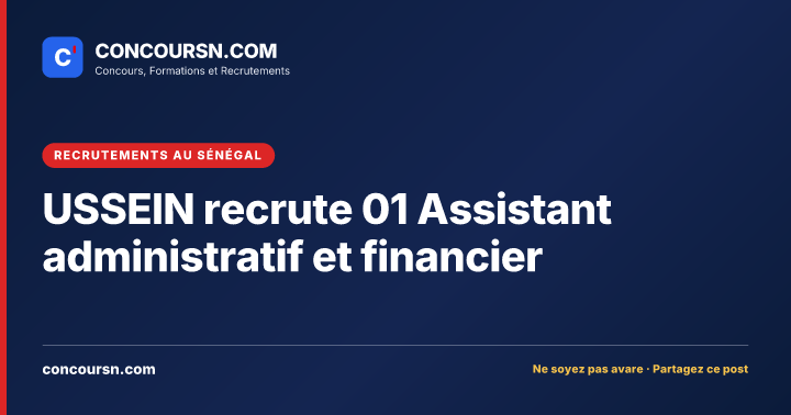 Illustration de l’article : USSEIN recrute 01 Assistant administratif et financier