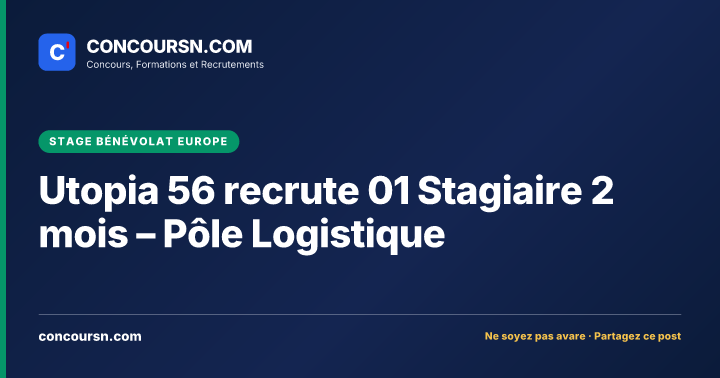 Illustration de l’article : Utopia 56 recrute 01 Stagiaire 2 mois – Pôle Logistique