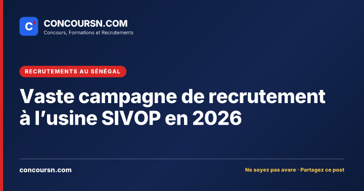 Illustration de l’article : Vaste campagne de recrutement à l’usine SIVOP en 2026