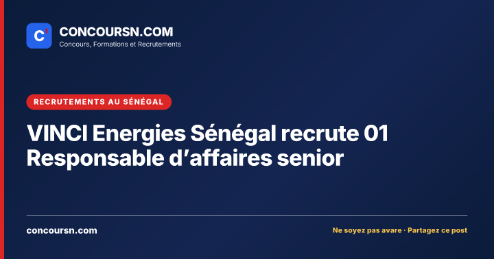 Illustration de l’article : VINCI Energies Sénégal recrute 01 Responsable d’affaires senior