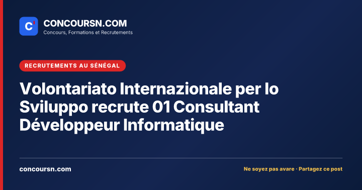 Illustration de l’article : Volontariato Internazionale per lo Sviluppo recrute 01 Consultant Développeur Informatique