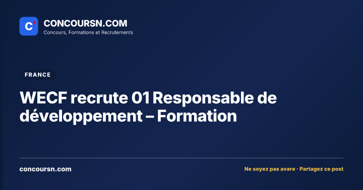 Illustration de l’article : WECF recrute 01 Responsable de développement – Formation