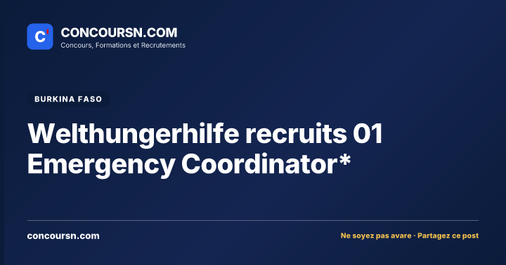 Illustration de l’article : Welthungerhilfe recruits 01 Emergency Coordinator*