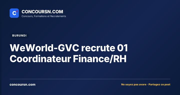 Illustration de l’article : WeWorld-GVC recrute 01 Coordinateur Finance/RH