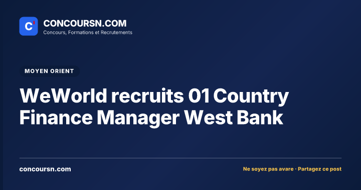Illustration de l’article : WeWorld recruits 01 Country Finance Manager West Bank