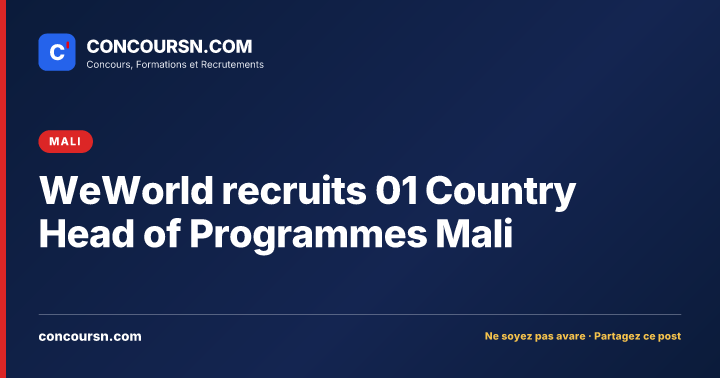 WeWorld recruits 01 Country Head of Programmes Mali
