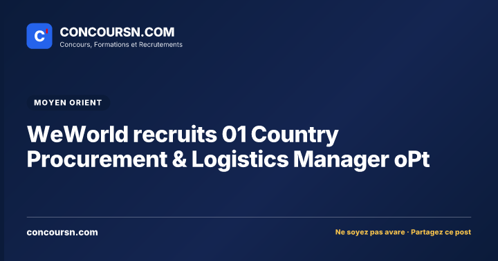Illustration de l’article : WeWorld recruits 01 Country Procurement & Logistics Manager oPt