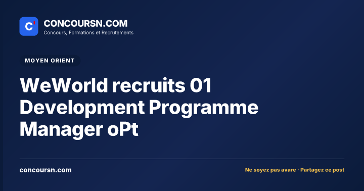WeWorld recruits 01 Development Programme Manager oPt