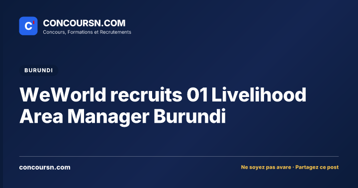 Illustration de l’article : WeWorld recruits 01 Livelihood Area Manager Burundi