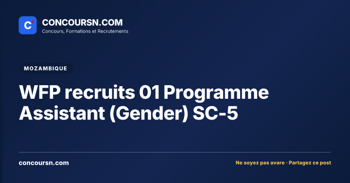 Illustration de l’article : WFP recruits 01 Programme Assistant (Gender) SC-5