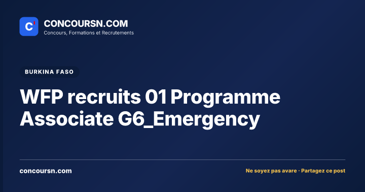 WFP recruits 01 Programme Associate G6_Emergency