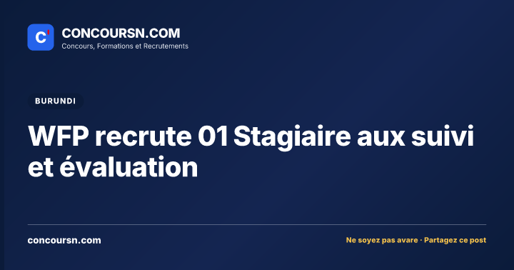 Illustration de l’article : WFP recrute 01 Stagiaire aux suivi et évaluation