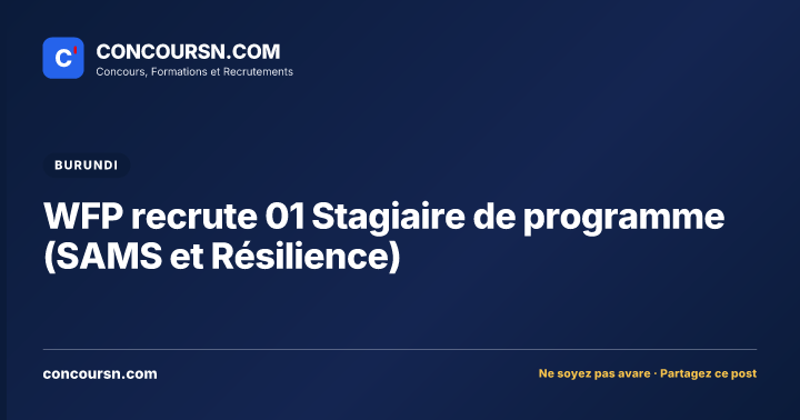 Illustration de l’article : WFP recrute 01 Stagiaire de programme (SAMS et Résilience)