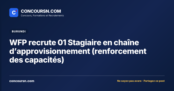 Illustration de l’article : WFP recrute 01 Stagiaire en chaîne d’approvisionnement (renforcement des capacités)
