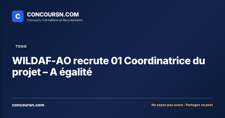 Illustration de l’article : WILDAF-AO recrute 01 Coordinatrice du projet – A égalité