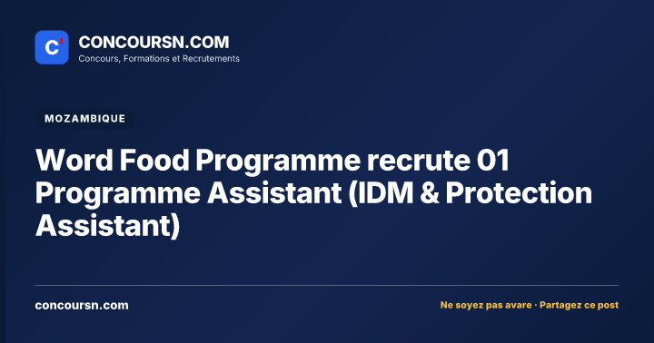 Illustration de l’article : Word Food Programme recrute 01 Programme Assistant (IDM & Protection Assistant)