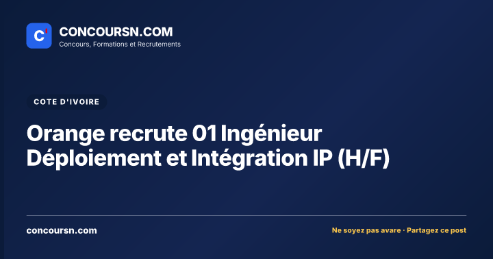 Illustration de l’article : Orange recrute 01 Ingénieur Déploiement et Intégration IP (H/F)