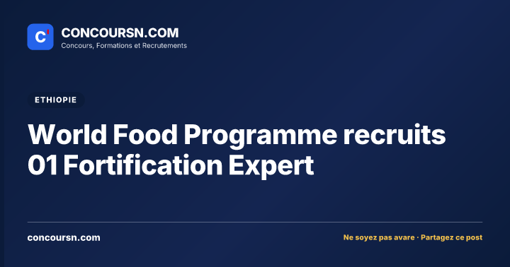 World Food Programme recruits 01 Fortification Expert