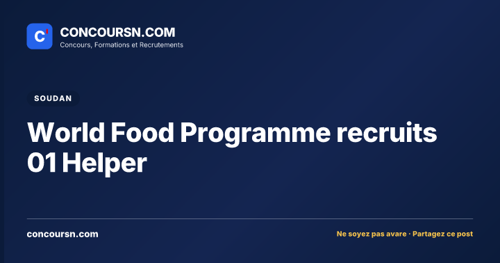 Illustration de l’article : World Food Programme recruits 01 Helper