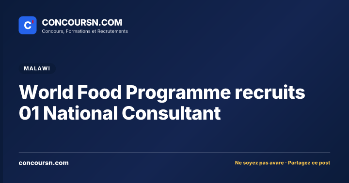 Illustration de l’article : World Food Programme recruits 01 National Consultant