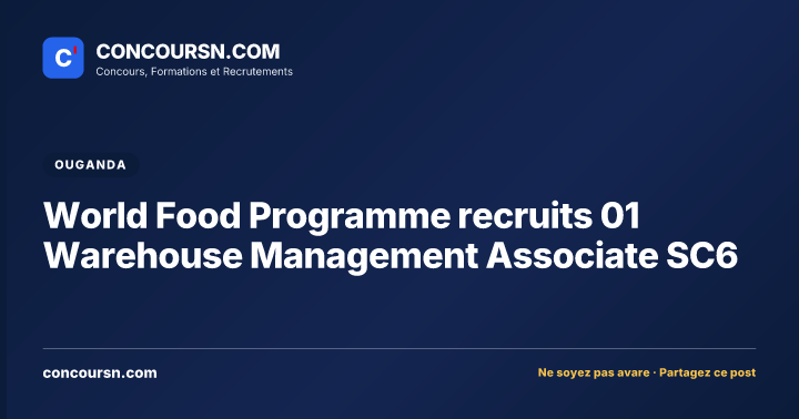 World Food Programme recruits 01 Warehouse Management Associate SC6