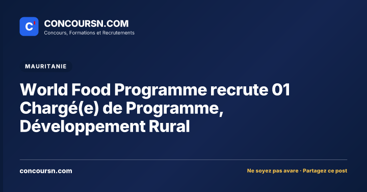 Illustration de l’article : World Food Programme recrute 01 Chargé(e) de Programme, Développement Rural