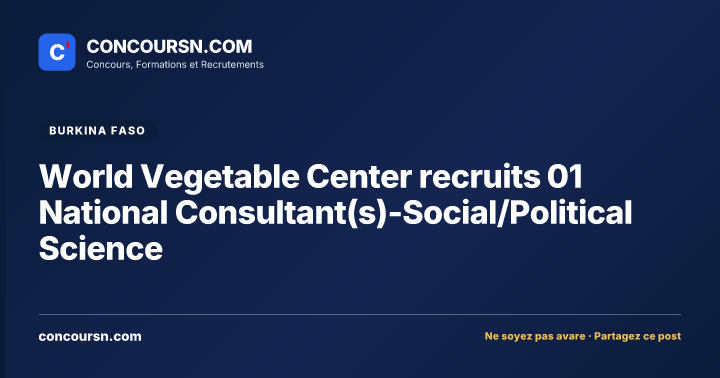 Illustration de l’article : World Vegetable Center recruits 01 National Consultant(s)-Social/Political Science