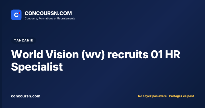Illustration de l’article : World Vision (wv) recruits 01 HR Specialist
