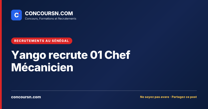 Illustration de l’article : Yango recrute 01 Chef Mécanicien