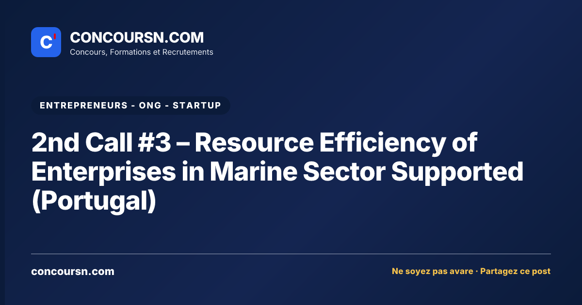 Illustration de l’article : 2nd Call #3 – Resource Efficiency of Enterprises in Marine Sector Supported (Portugal)