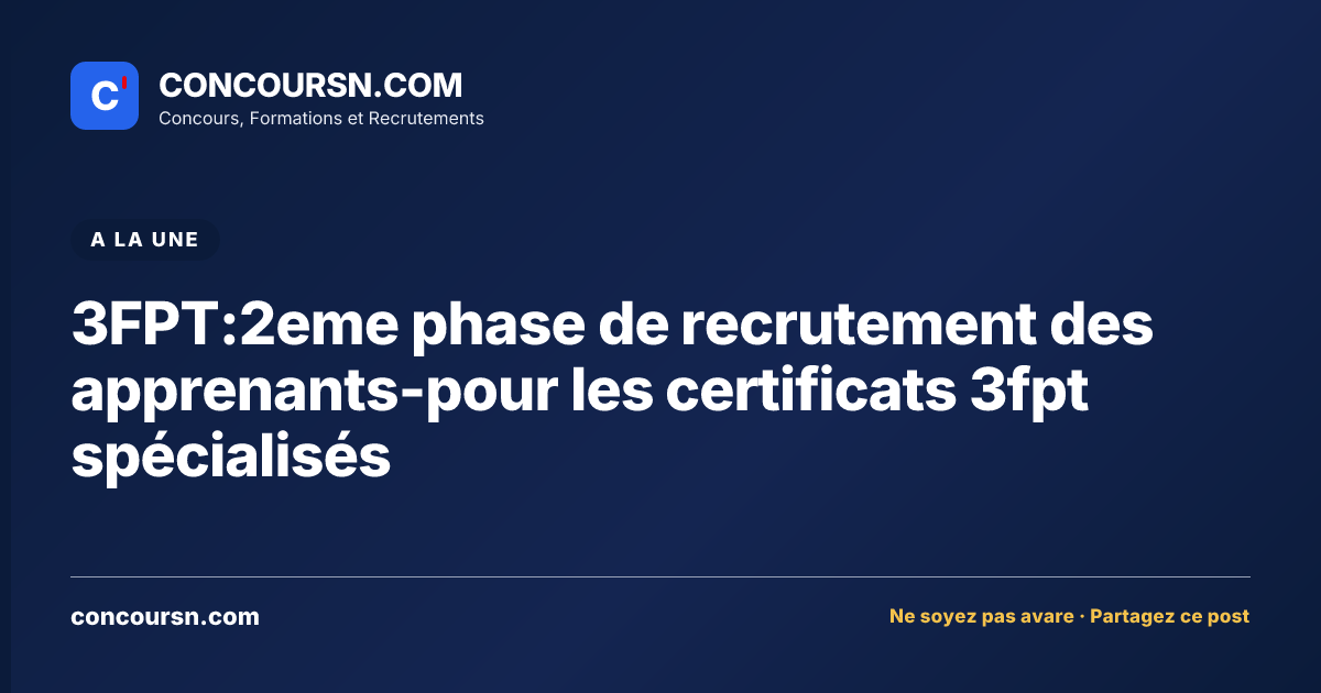 Illustration de l’article : 3FPT:2eme phase de recrutement des apprenants-pour les certificats 3fpt spécialisés