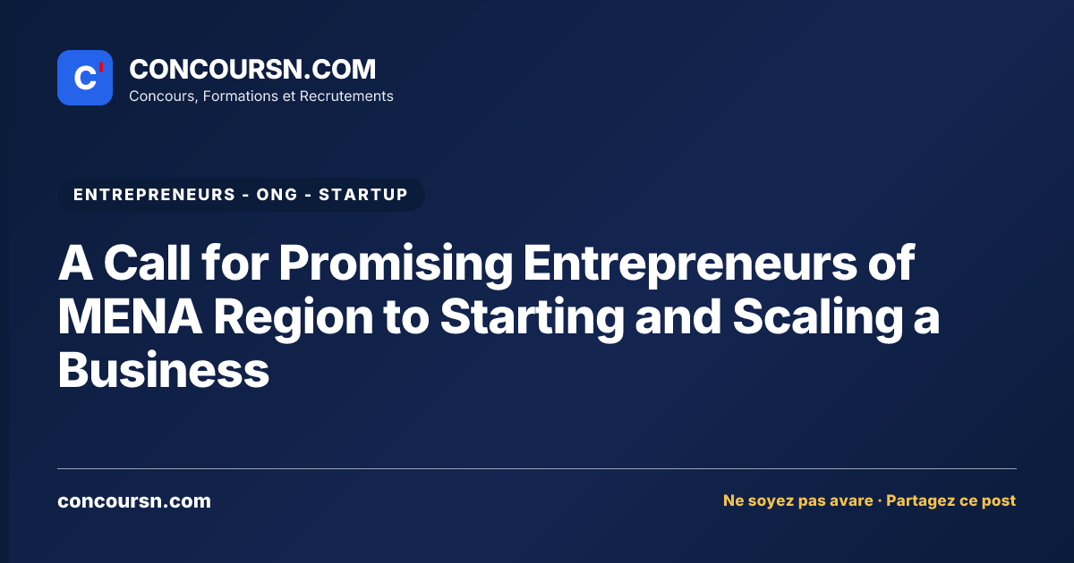 Illustration de l’article : A Call for Promising Entrepreneurs of MENA Region to Starting and Scaling a Business