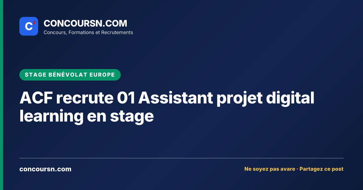 Illustration de l’article : ACF recrute 01 Assistant projet digital learning en stage