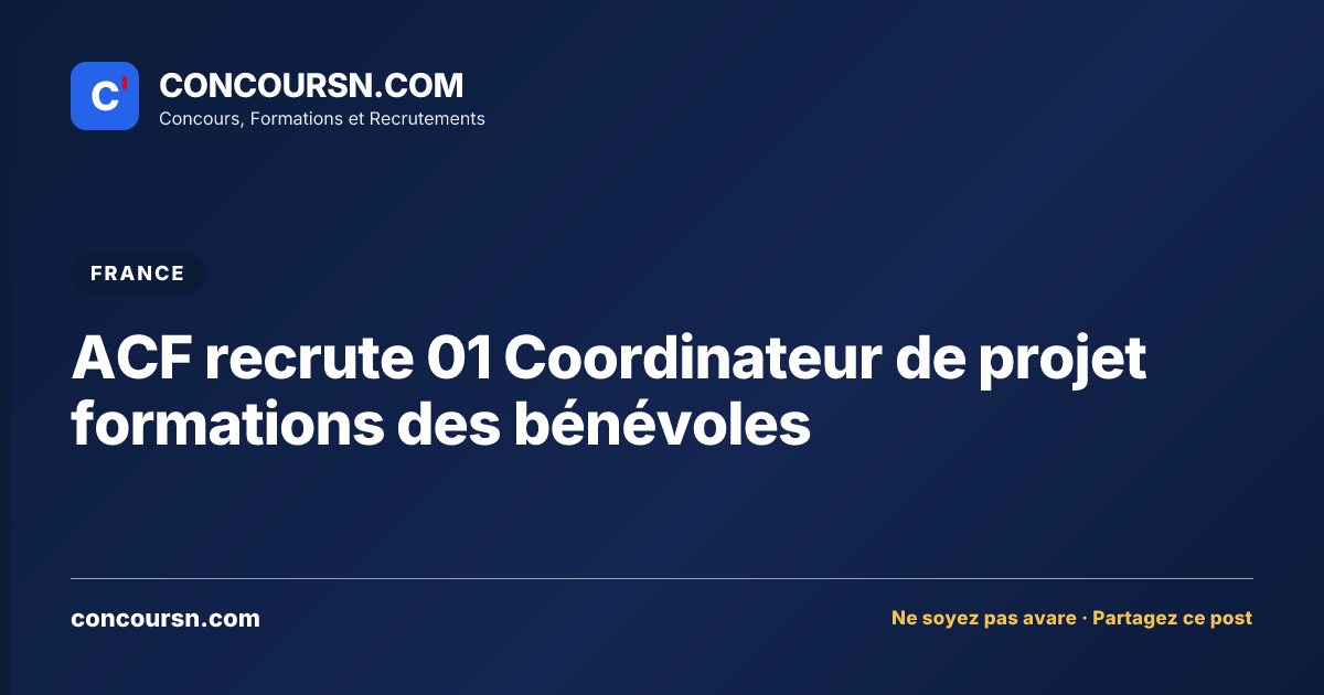 Illustration de l’article : ACF recrute 01 Coordinateur de projet formations des bénévoles