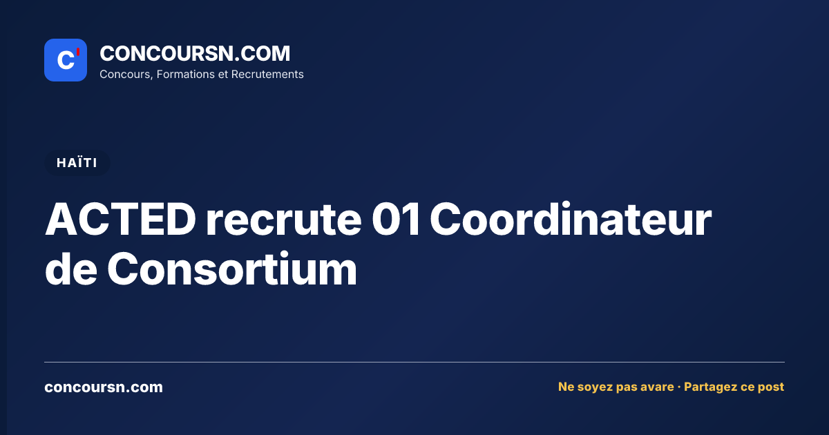 Illustration de l’article : ACTED recrute 01 Coordinateur de Consortium