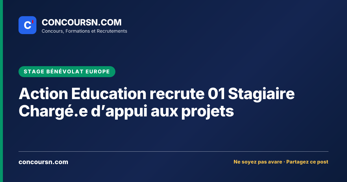 Illustration de l’article : Action Education recrute 01 Stagiaire Chargé.e d’appui aux projets