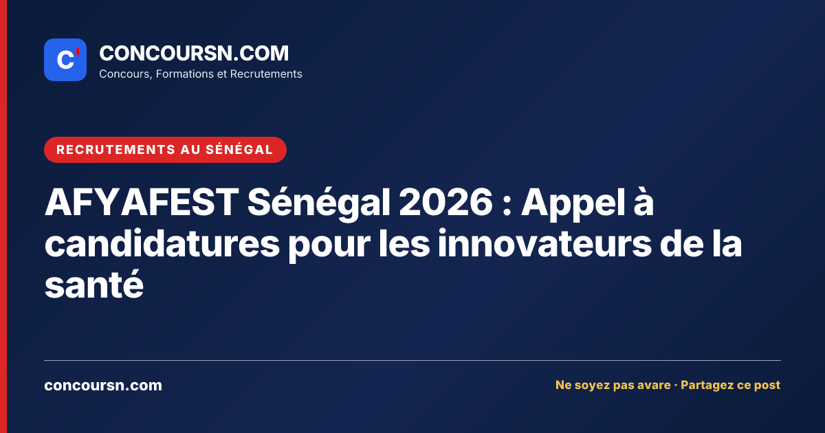 Illustration de l’article : AFYAFEST Sénégal 2026 : Appel à candidatures pour les innovateurs de la santé