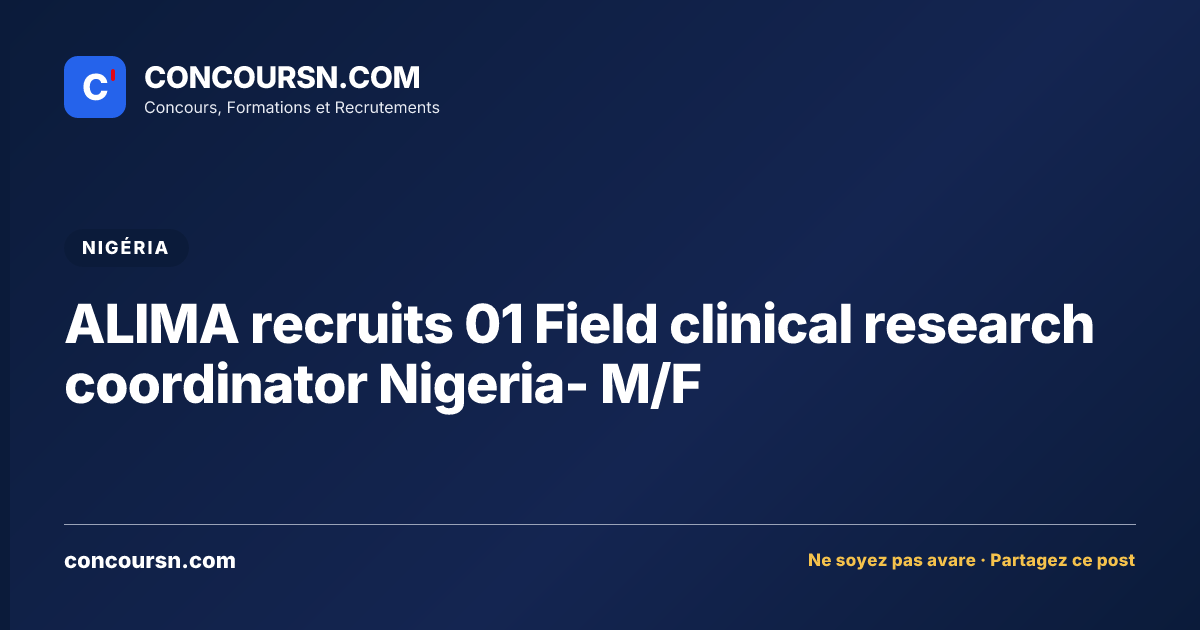 Illustration de l’article : ALIMA recruits 01 Field clinical research coordinator Nigeria- M/F