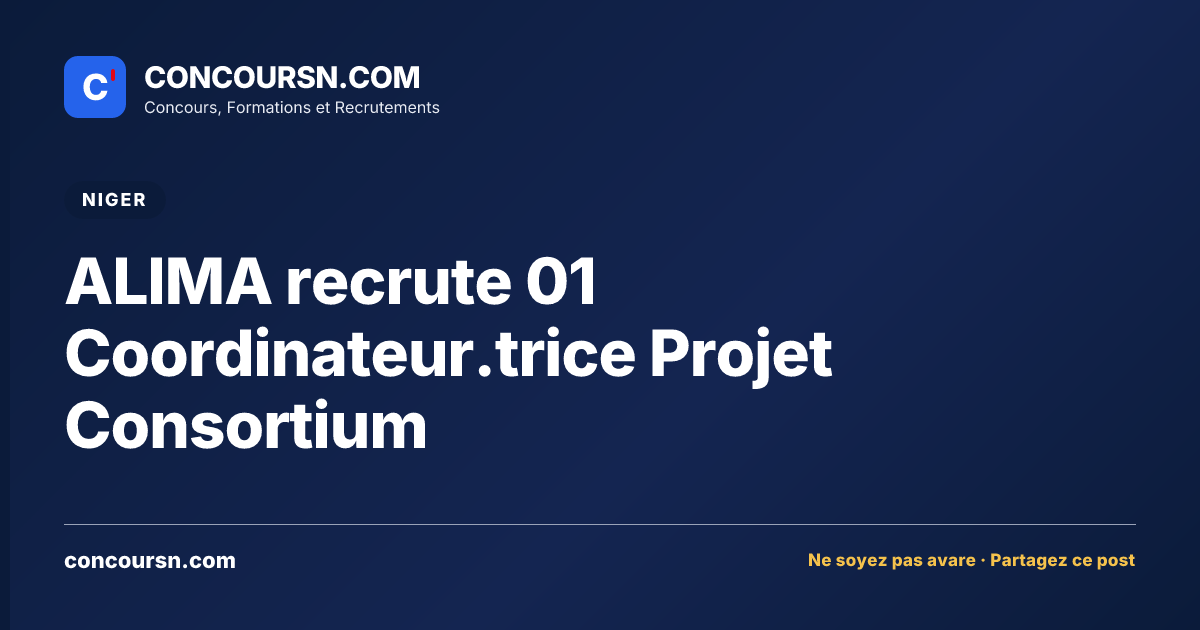 Illustration de l’article : ALIMA recrute 01 Coordinateur.trice Projet Consortium