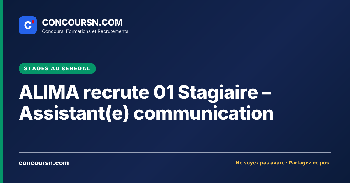 Illustration de l’article : ALIMA recrute 01 Stagiaire – Assistant(e) communication