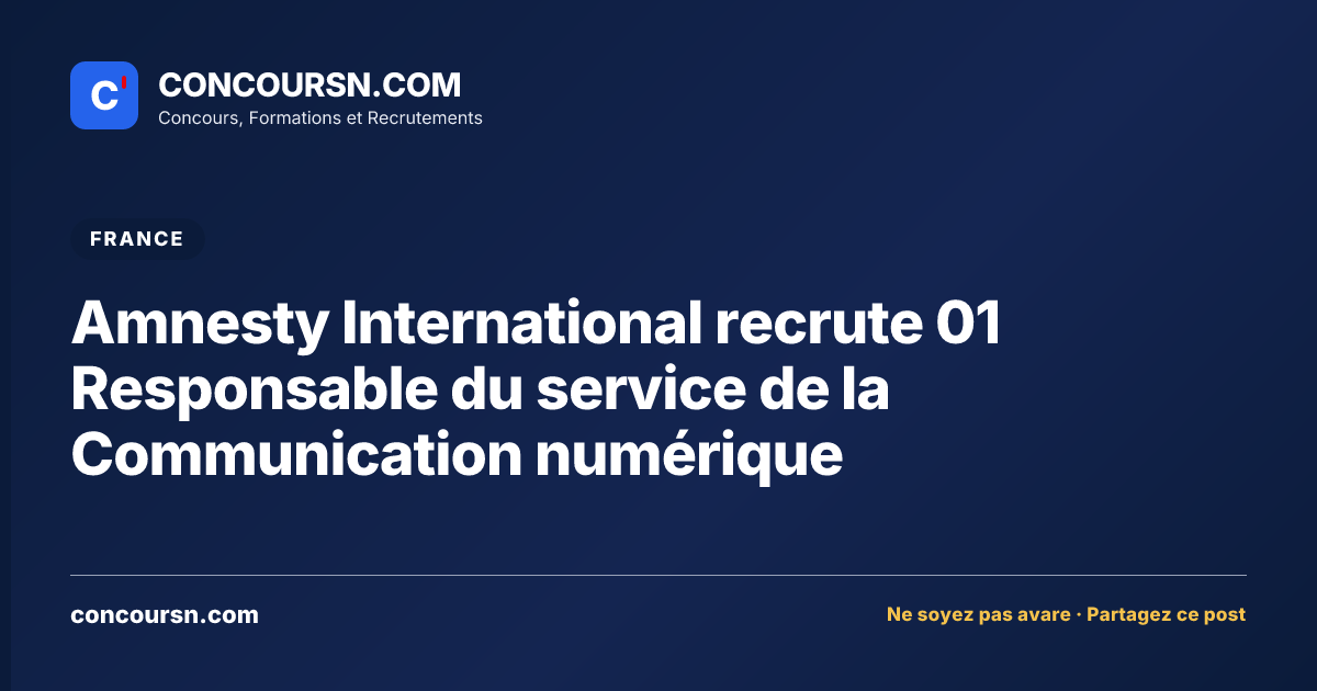 Illustration de l’article : Amnesty International recrute 01 Responsable du service de la Communication numérique