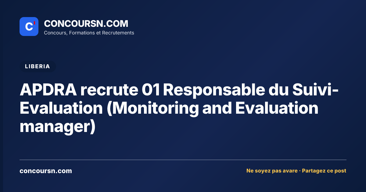 Illustration de l’article : APDRA recrute 01 Responsable du Suivi-Evaluation (Monitoring and Evaluation manager)