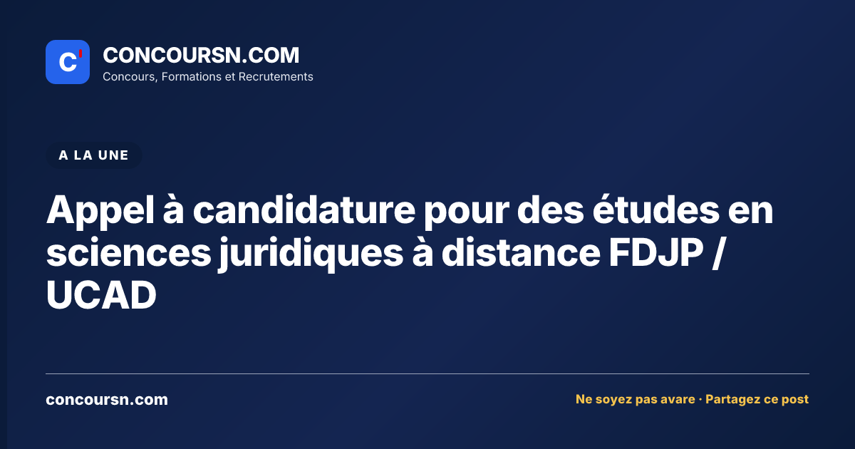 Illustration de l’article : Appel à candidature pour des études en sciences juridiques à distance FDJP /UCAD