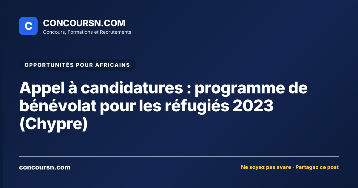 Illustration de l’article : Appel à candidatures : programme de bénévolat pour les réfugiés 2023 (Chypre)