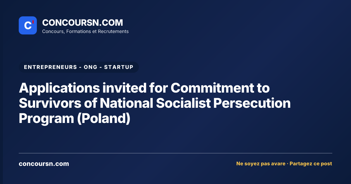 Illustration de l’article : Applications invited for Commitment to Survivors of National Socialist Persecution Program (Poland)